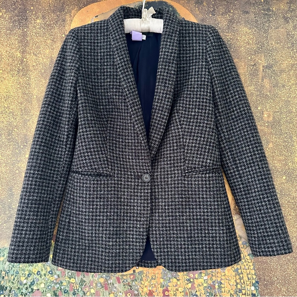 J Crew Houndstooth 100% Wool Parke Blazer